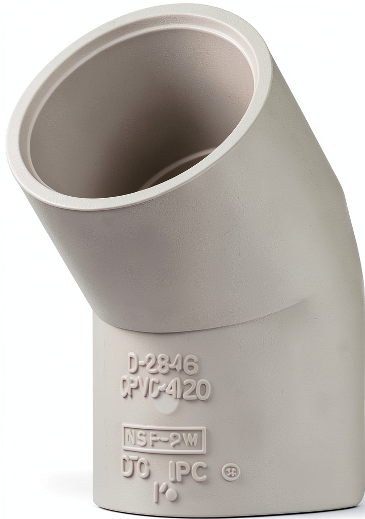 Installing Charlotte CPVC 45 Degree Elbow Plastic Fitting Industrial on a wooden desk