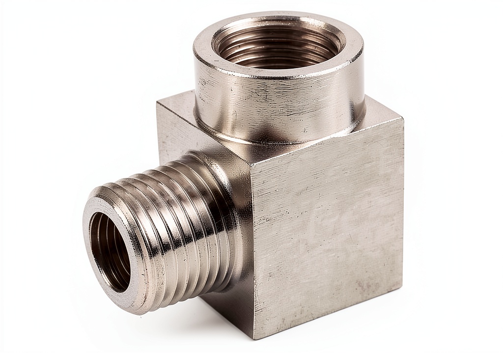 Generic stainless steel elbow adapter in a high-pressure industrial setup