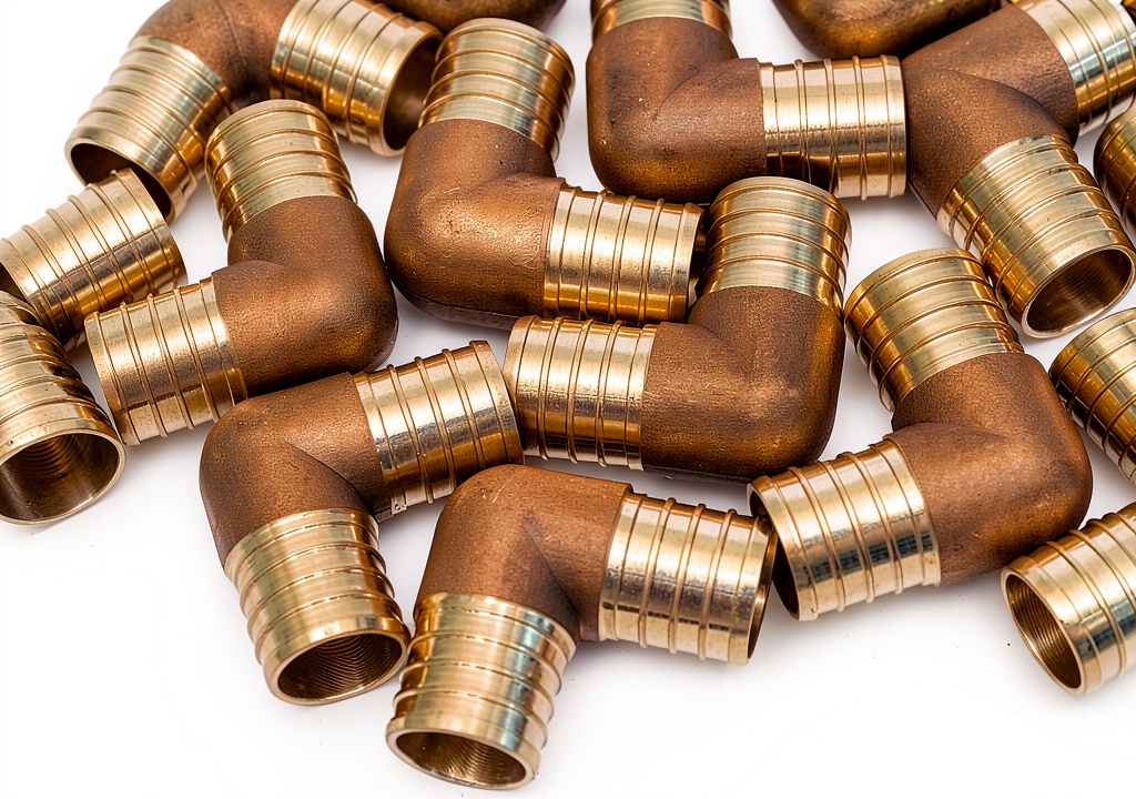 VENTRAL brass PEX elbow fitting with bronze finish and barbed connector