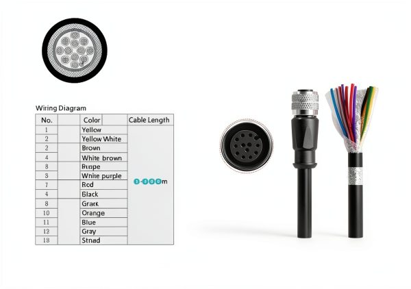 Cognex in-Sight 7000/9000 24V IO Cable M12 A‑Coded 12‑Pin Lead 1m-2